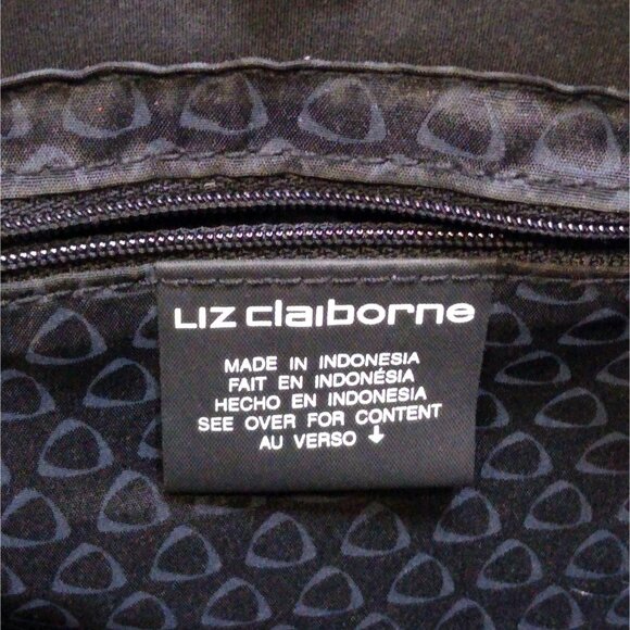 Liz Claiborne Quilted Black Tote Bag Double Straps Multiple Spacious Compartment - Picture 6 of 10
